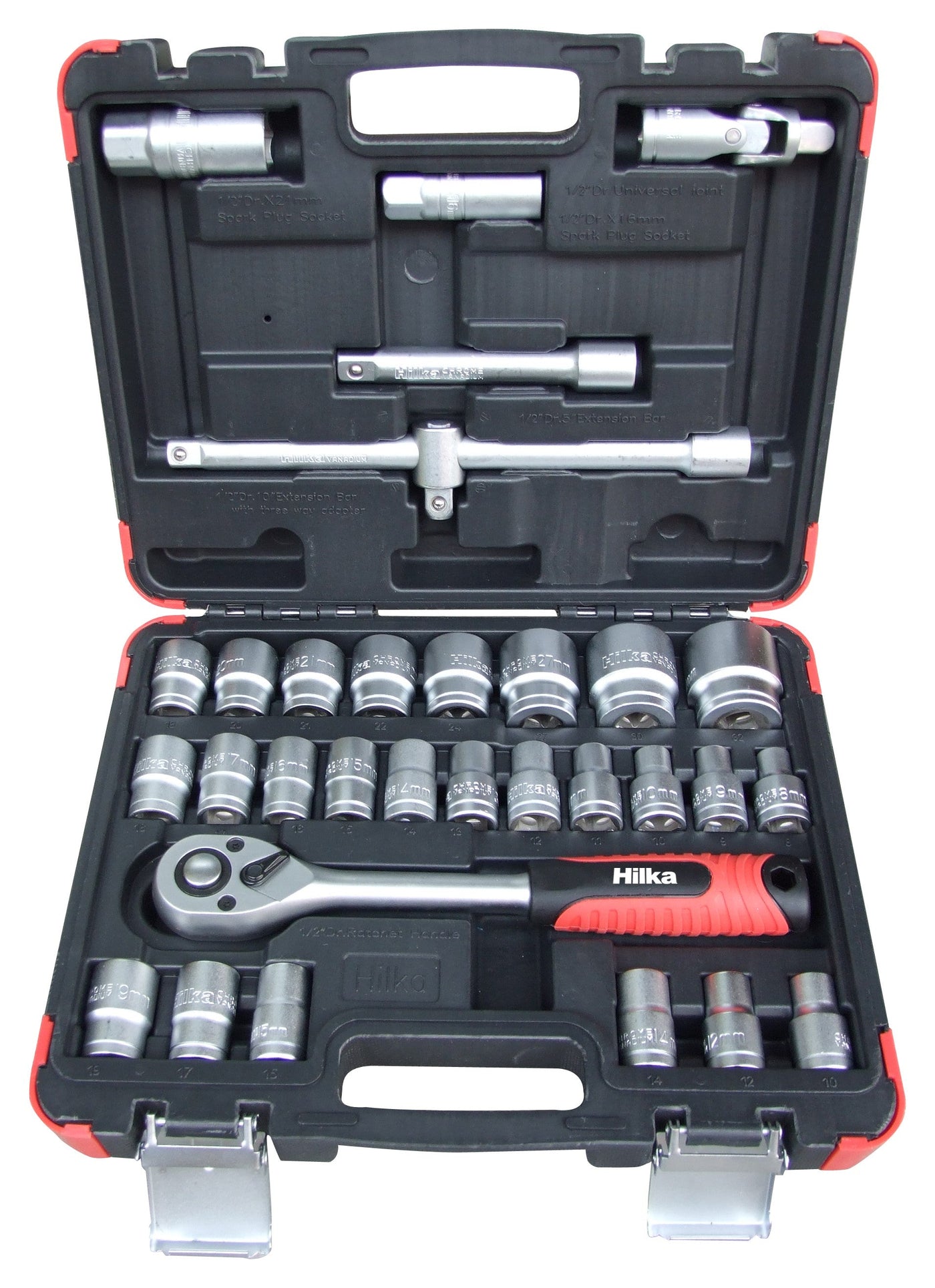 Hilka 32 Piece 1/2" Drive Socket Set Metric Pro Craft DW Tool Shop
