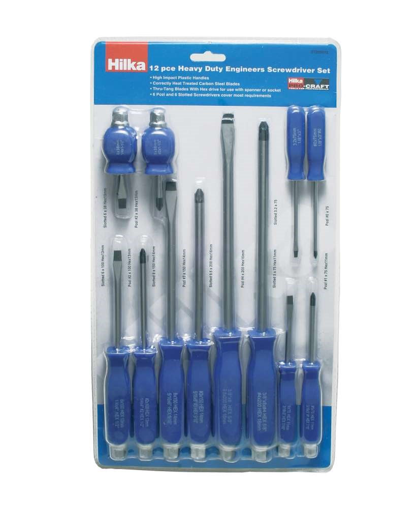 Hilka 12 Piece Mechanics Screwdriver Set Pro Craft