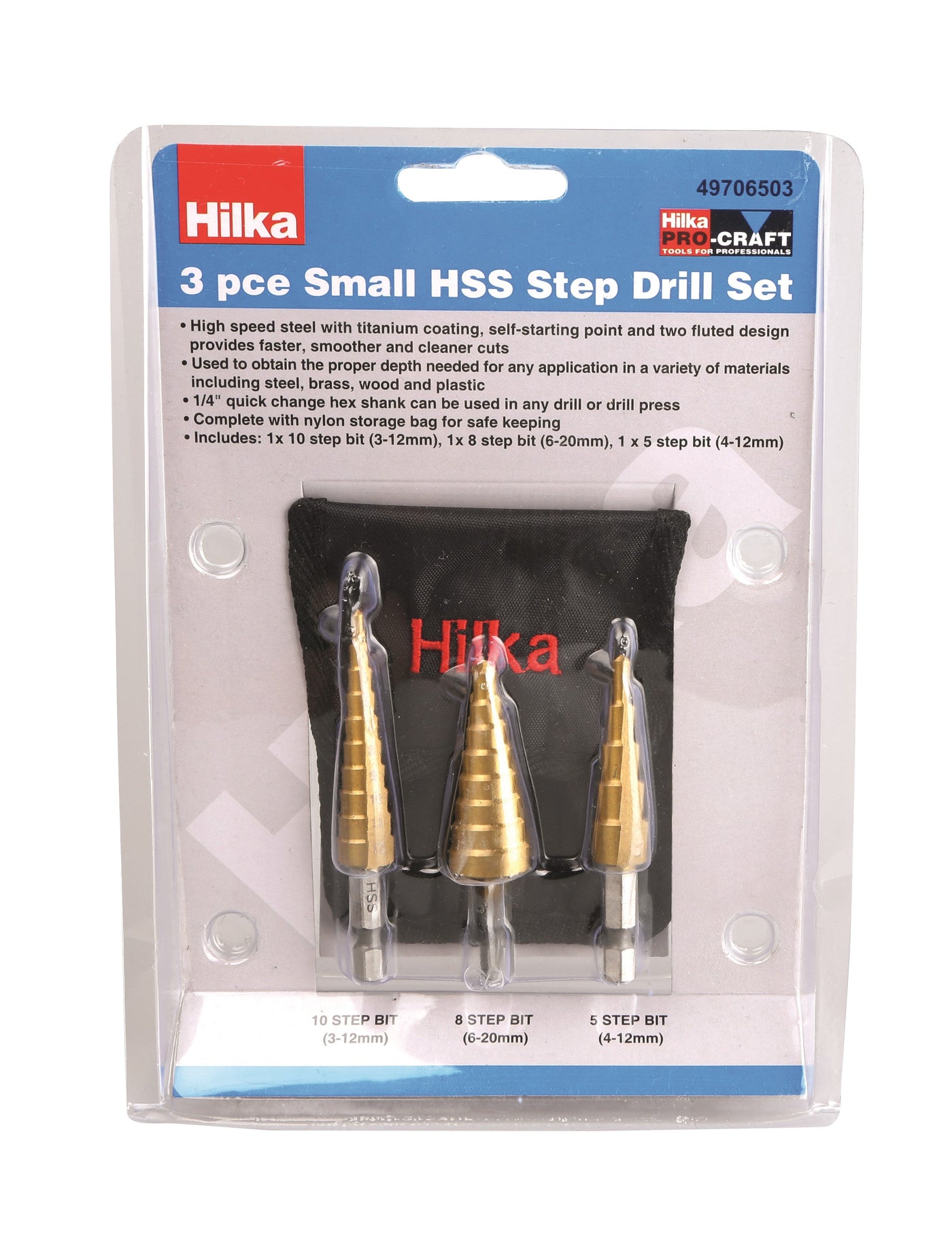 Hilka 3 Piece Small HSS Step Drill
