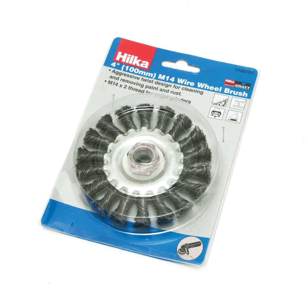 Hilka 4" (100mm) M14 Wire Wheel Brush Pro Craft