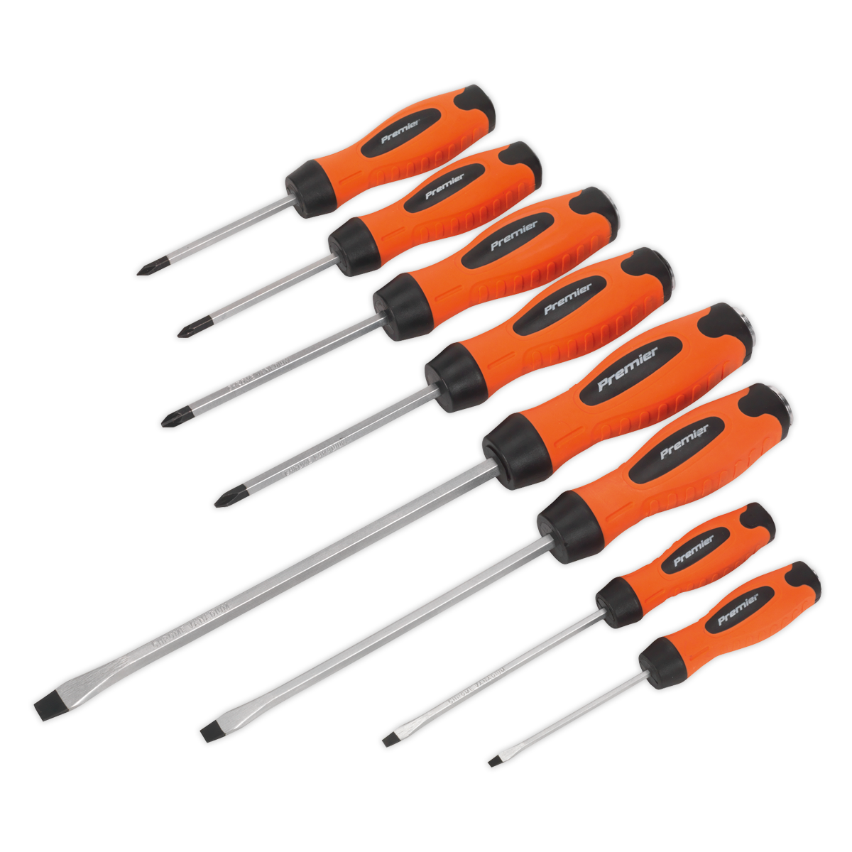 Sealey HV004 Screwdriver Set 8pc Hammer-Thru Hi-Vis Orange