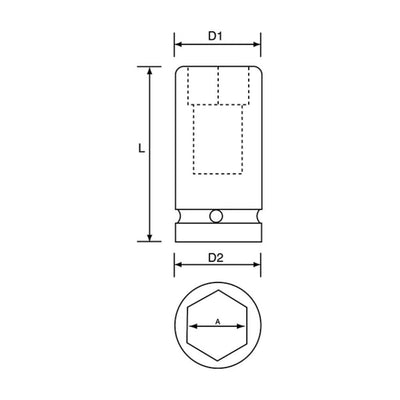 Impact Socket Supplies 12M17L 3/4" Drive 17mm Deep Impact Socket