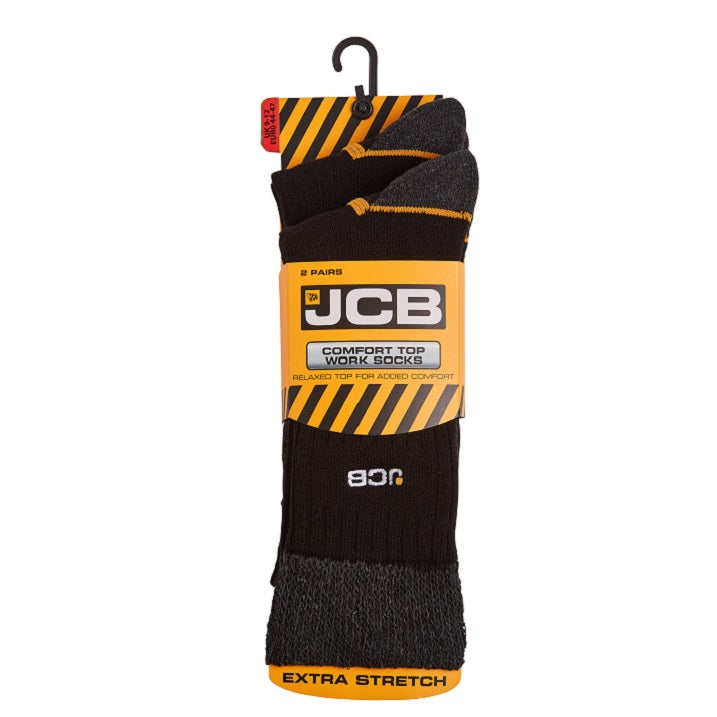 JCB Comfort Top Socks (2 Pack), Black