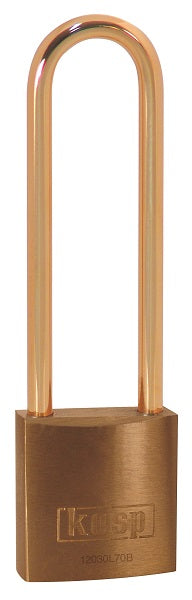 KASP Brass Padlock - 30x70mm - Long Brass Shackle