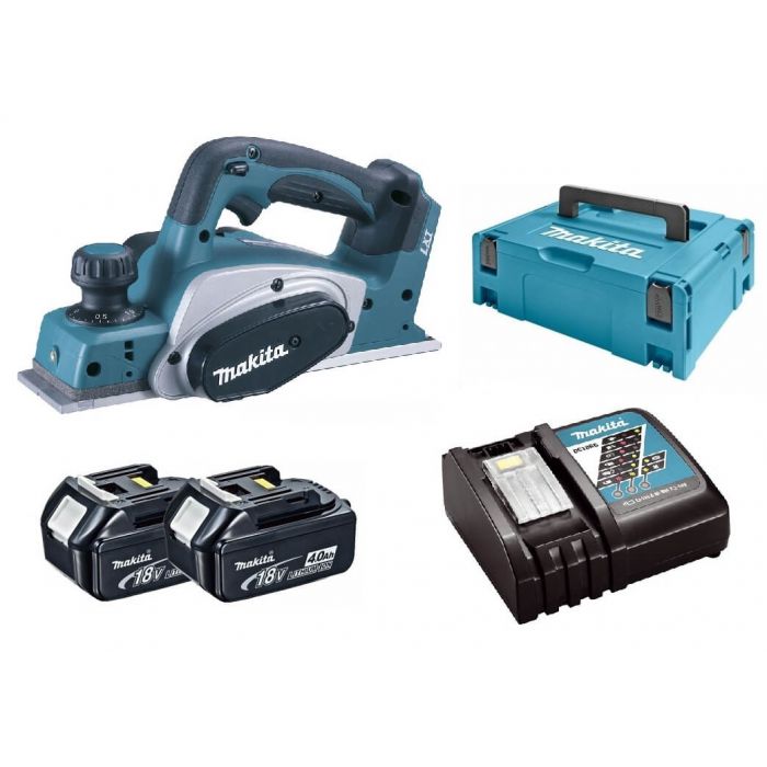 Makita DKP180RTJ 18v 82mm Planer - 2 x 5.0Ah Li-Ion Batteries + Charger + MakPac Carry Case