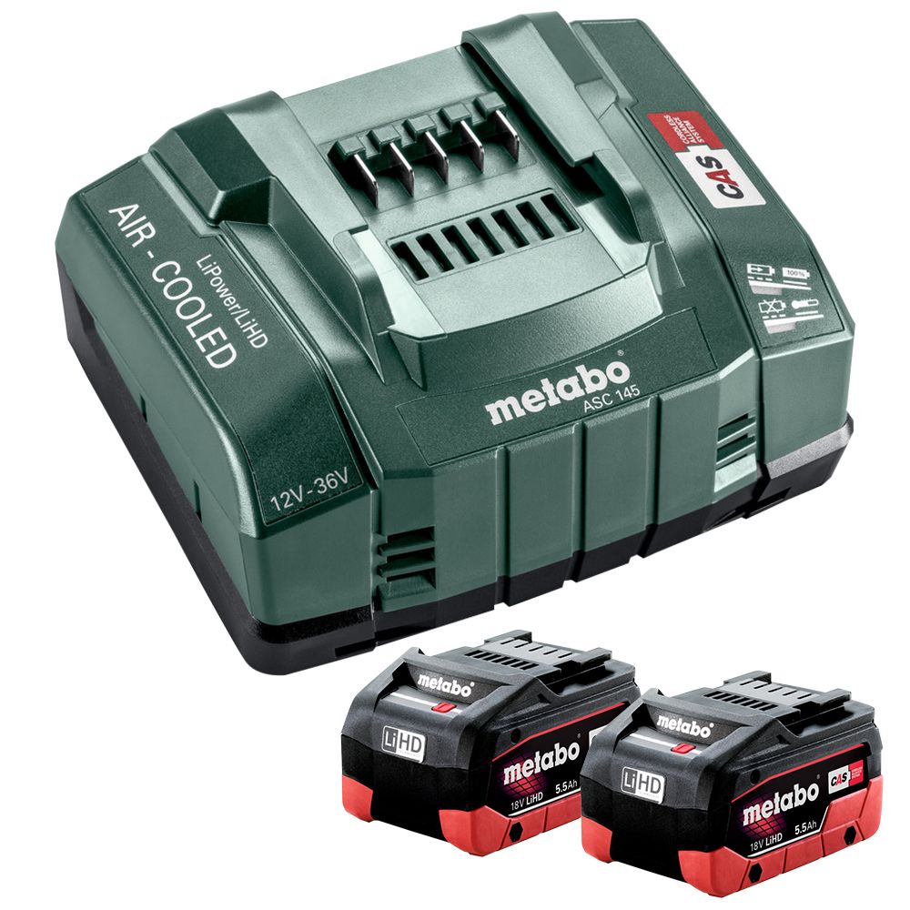 Metabo Basic Set 2 x LiHD 5.5Ah, ASC 145 + Inlay