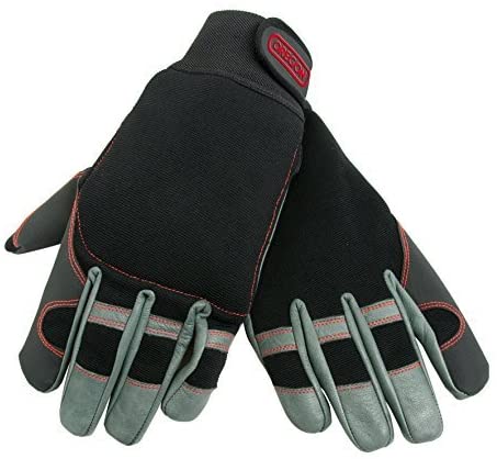 Oregon 295395L Grey Leather Chainsaw Gloves