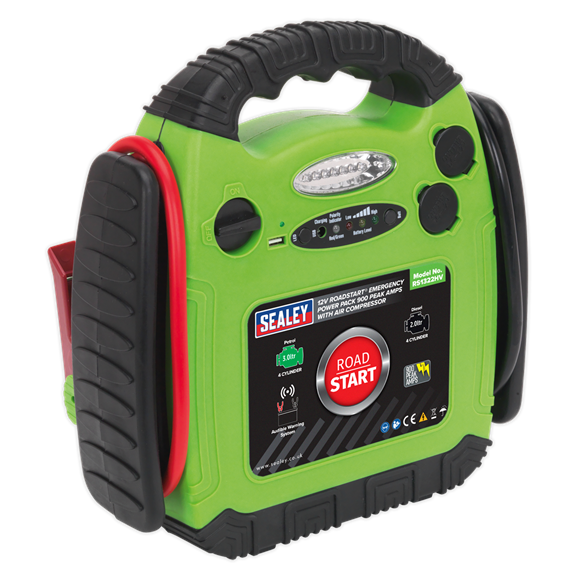 Sealey RS1322HV RoadStart Emergency Power Pack with Air Compressor 12V 900 Peak Amps
