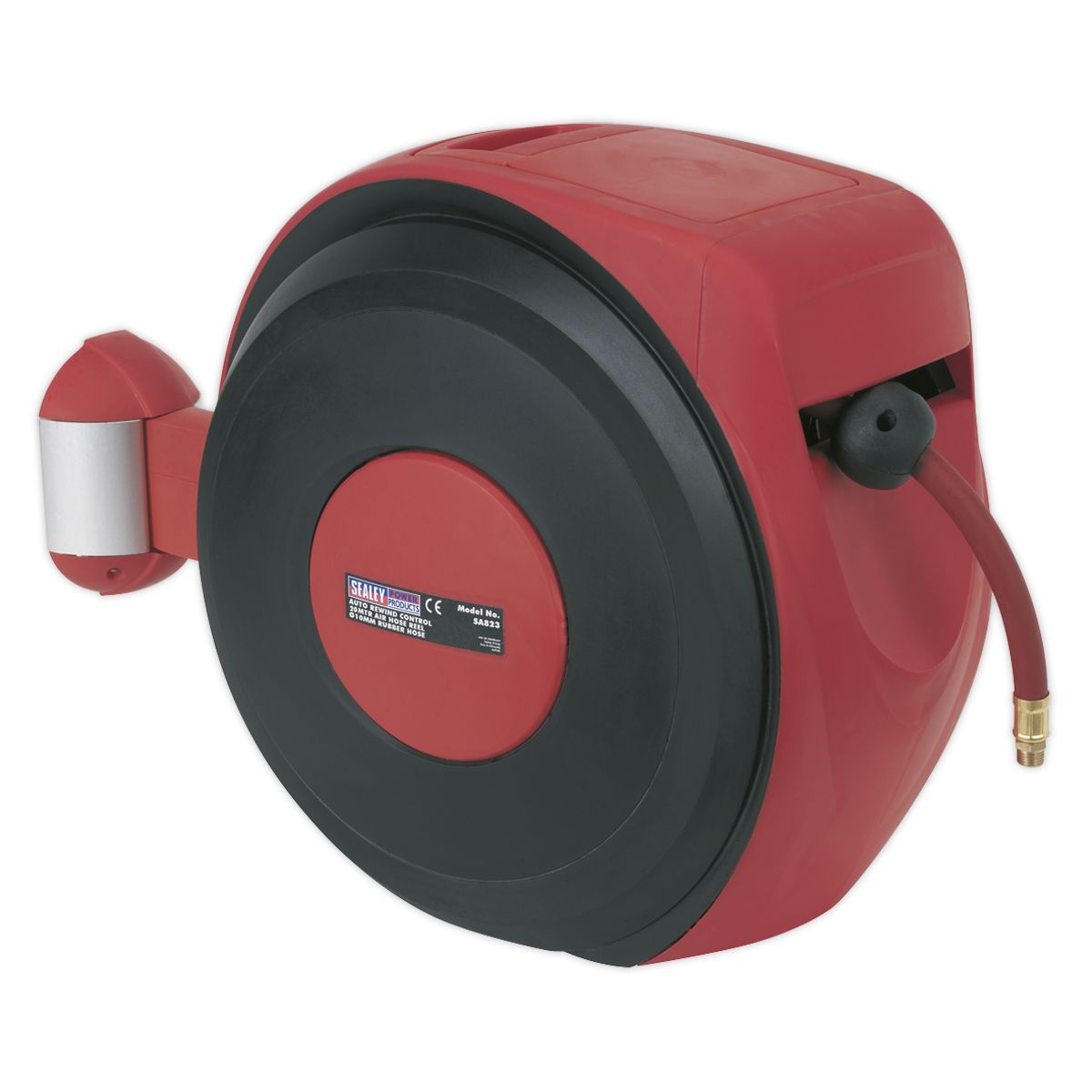 Sealey SA823 Air Hose Reel Auto-Rewind Control 20m, 10mm ID - Rubber Hose