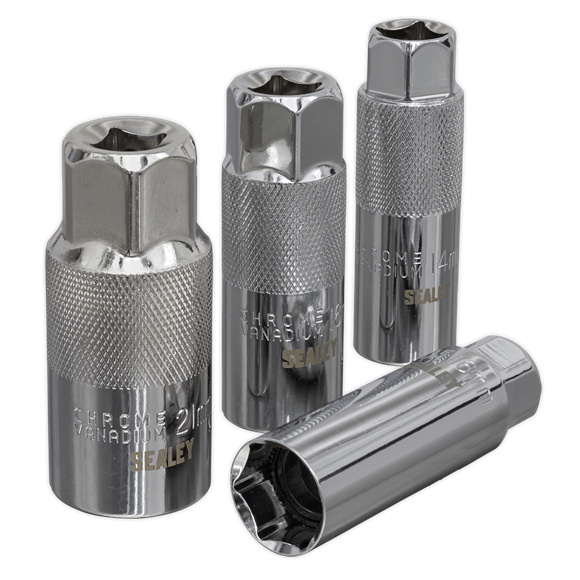 Sealey AK6556 Spark Plug Socket Set 4pc 3/8"Sq Drive