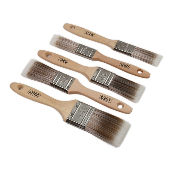 Sealey SPBS5W Wooden Handle Paint Brush Set 5 Piece