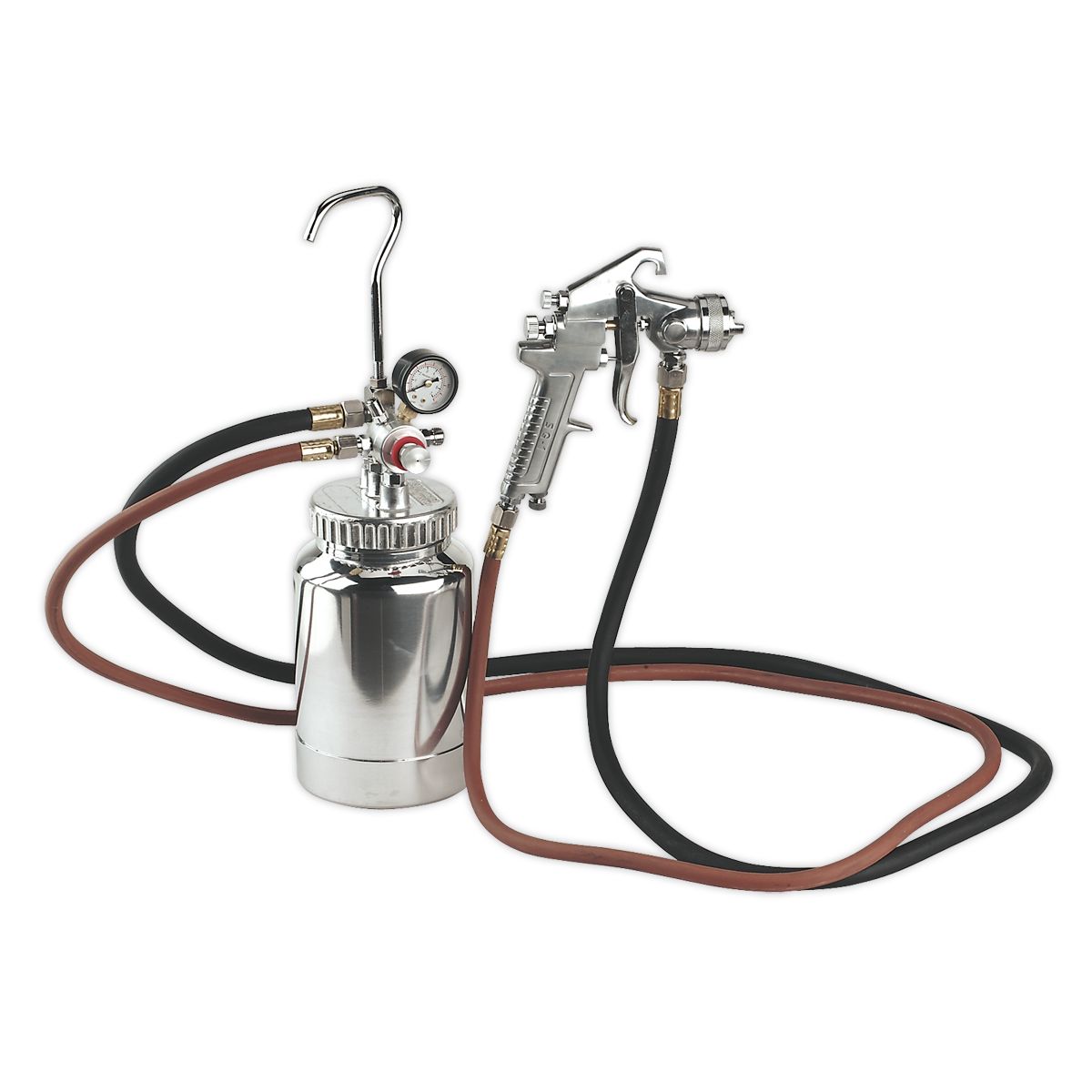 Sealey SSG1P Pressure Pot System with Spray Gun & Hoses 1.8mm Set-Up