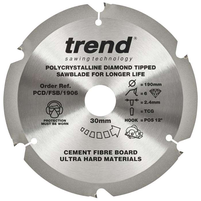 Trend PCD/FSB/1906 Fibreboard Sawblade PCD 190mm X 6T X 30mm